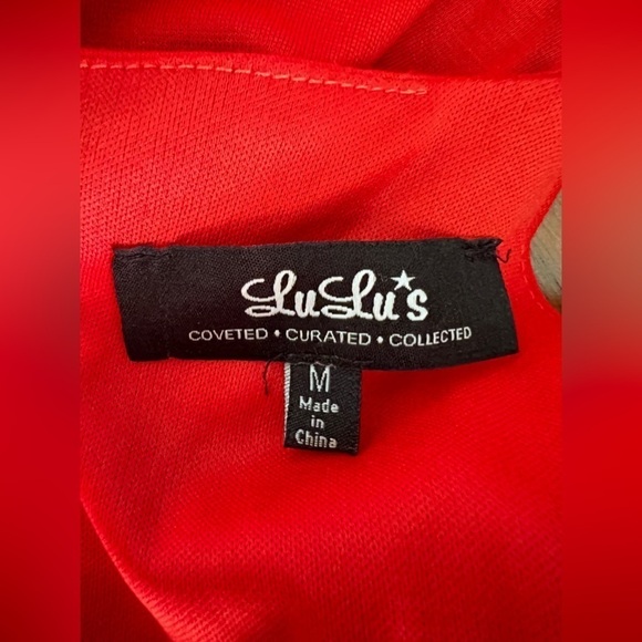 LULU’S Women’s Size Medium Red-Orange High Halter Neck Cut-Out A-Line Midi Dress - Picture 10 of 15